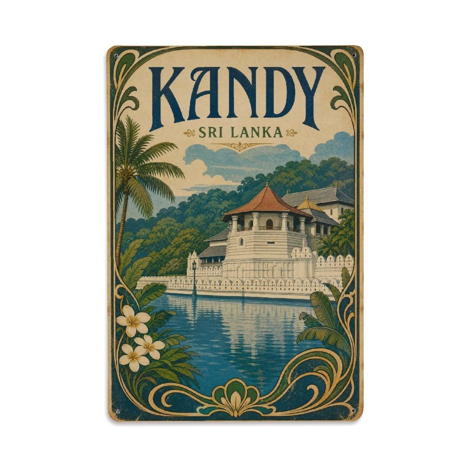 Metal Tin Sign Vintage Travel Sri Lanka Kandy