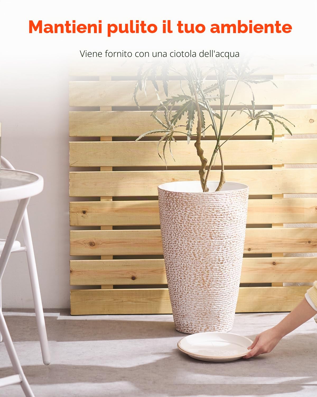 VEVOR Fioriere Alte per Esterni da 330 x 330 x 530 mm Fioriere Rotonde Grandi per Portico Anteriore e Patio, Set di 2, Fioriera Conica Rotonda, Vasi per Piante di Fiori e Alberi con Finitura in Pietra