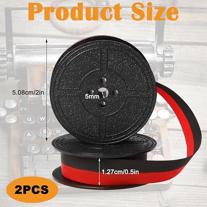 2 Pares de Cinta para Máquina de Escribir Universal, Negro y Rojo miniatura 2
