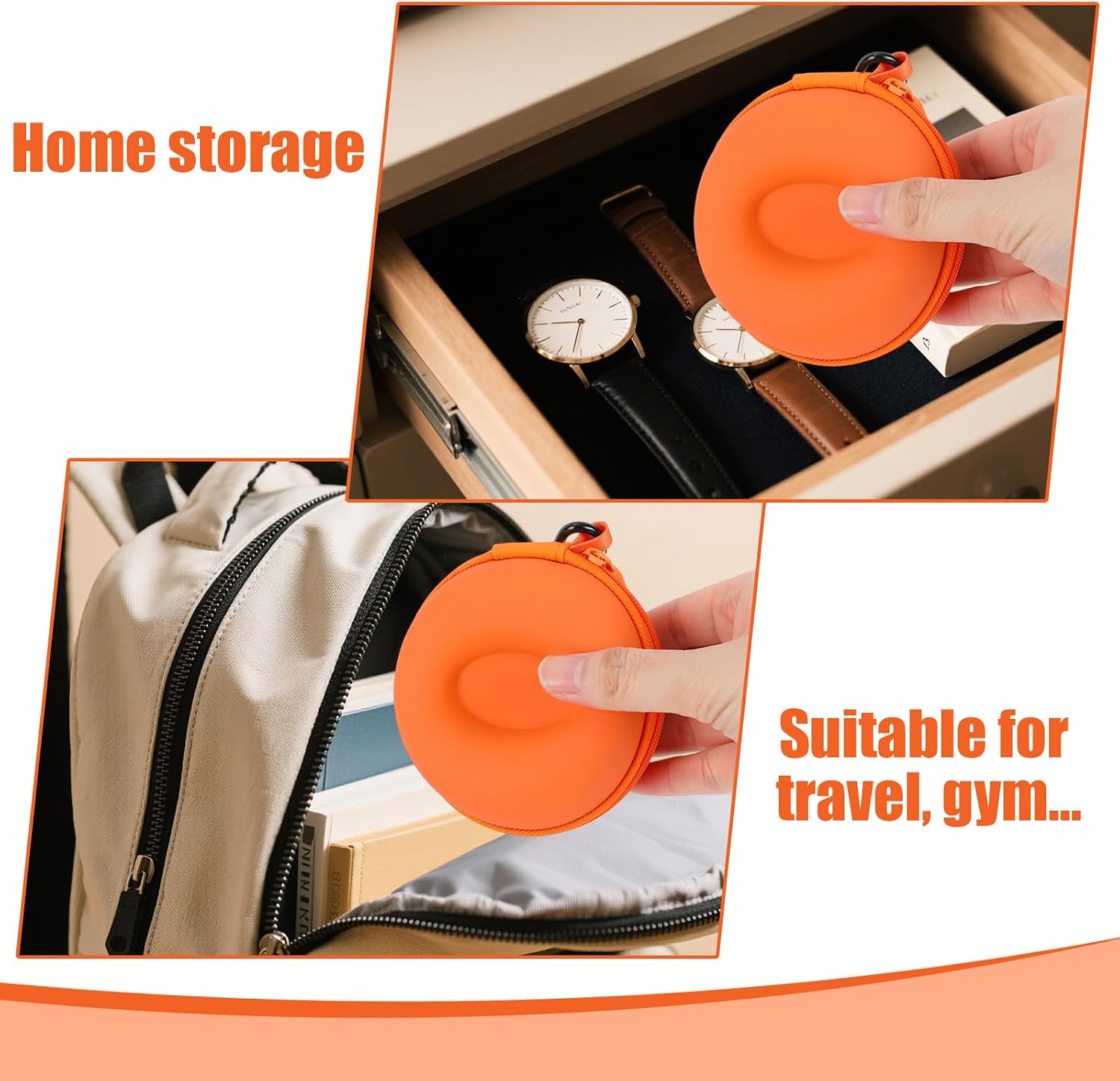 Penitue 2pcs Single Watch Travel Cases, Fashionable Single Watch Storage Holder Box Pouch Roll Accessories Fits Most Wristwatches & Smart Watches Up for Travel Business Gym & Home Storage