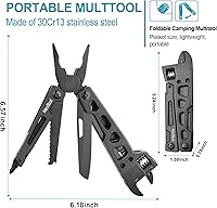 Vista 6 de NexTool Llave multiherramienta ajustable, multiherramienta 9 en 1 con alicates multiherramienta, llave ajustable, cuchillo de bolsillo