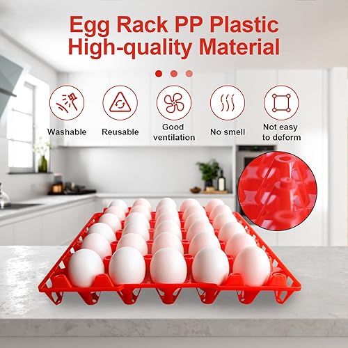 Miniatura 2 de 8 cajas de plástico para huevos para huevos de 30 huevos, cajas apilables para huevos con capacidad para múltiples huevos para granjeros de pollos