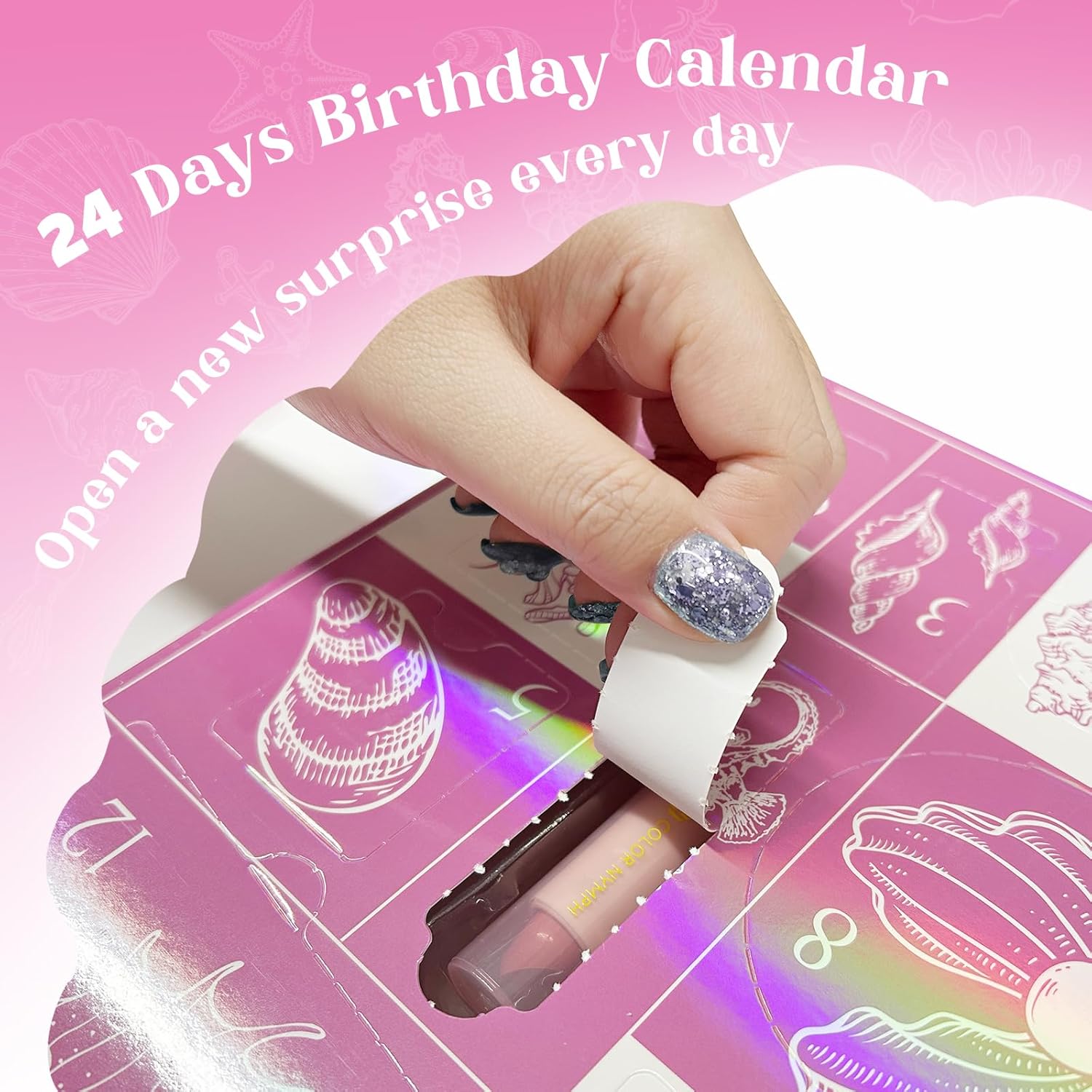 Color Nymph Makeup Kit for Girl, Birthday Gift for Teen Girls, 24Pcs Birthday Advent Calendar for Teenager Girls #Pink - Image 4