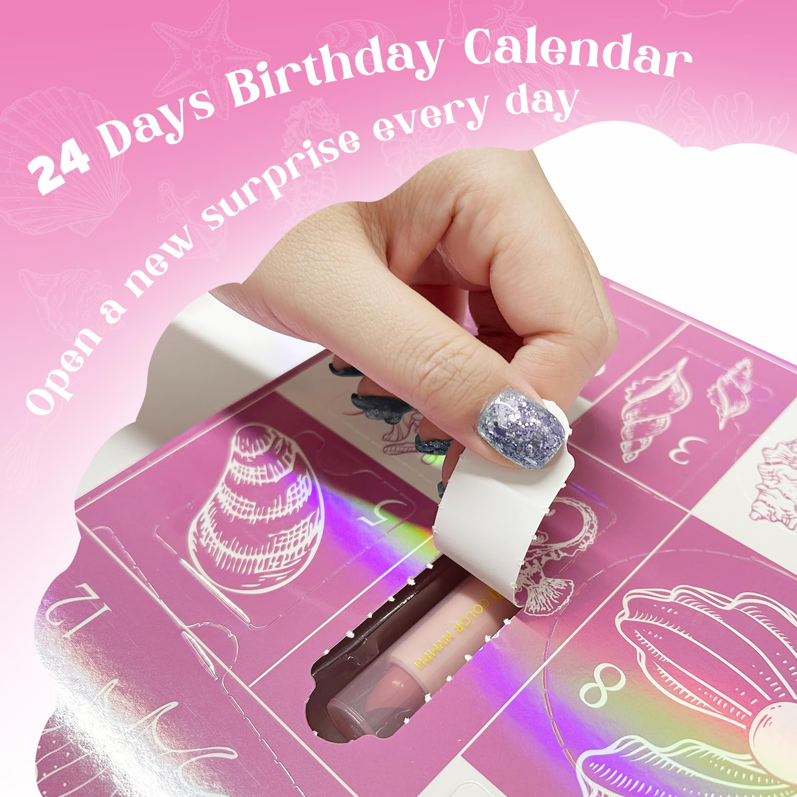 Calendario de adviento de maquillaje de Color Nymph 2025, juego de regalo de maquillaje de belleza sorpresa de 24 días, mujeres adultas y niñas adolescentes, calendario de cuenta regresiva de Navidad