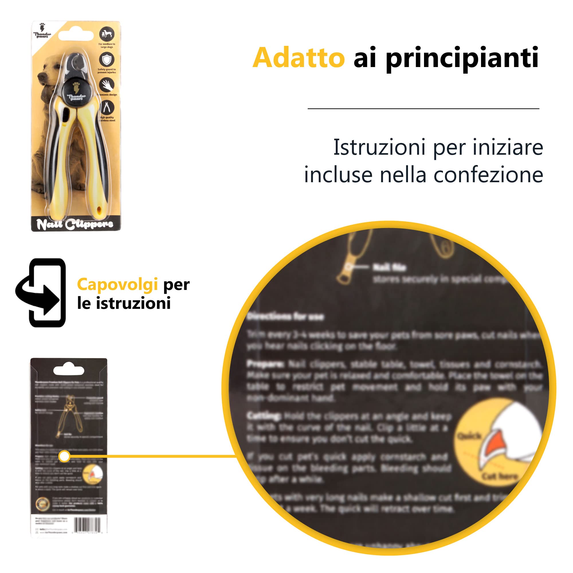 Thunderpaws - Tagliaunghie Professionale per Cani, con Protezione, Blocco di Sicurezza e Lima per Unghie, Adatto per Razze Medie e Grandi