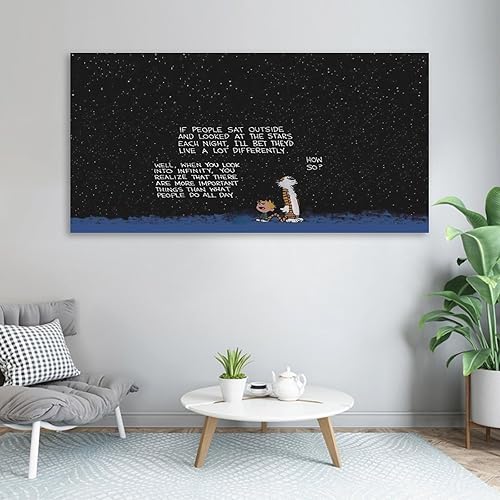 Miniatura 4 de Póster divertido de dibujos animados de Calvin Hobbes (1) póster inspirador en blanco y negro, impresiones artísticas de pared para decoración de