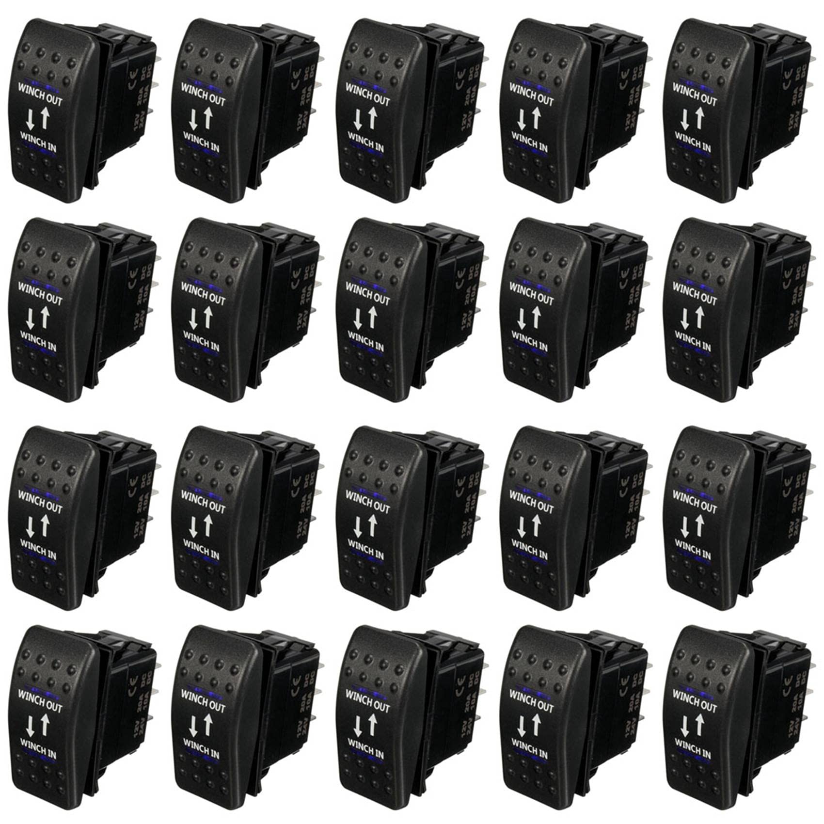 Interrupteur 7 broches 12V 20A à double commande inverseur treuil avec DEL bleu - 4