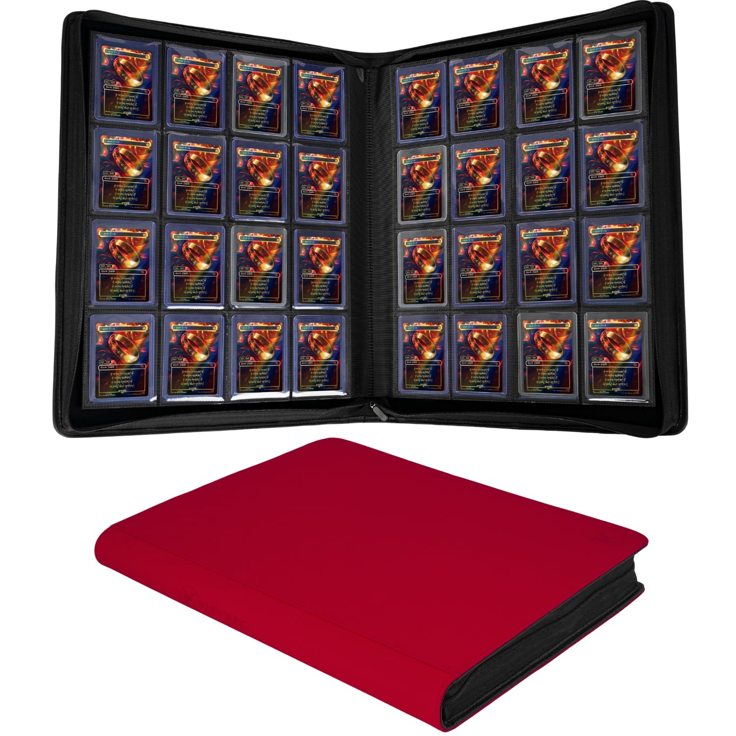 KUOOKING Jumbo Toploader Binder - Holds 640+ Top Loaders for Cards, 16 Pocket Top Loader Binders with Sleeves for 3