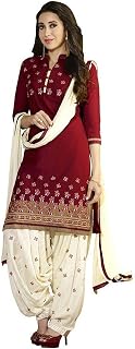 Women's Cotton Embroidery Salwar Suit Dupatta Material Maroon, Free Size
