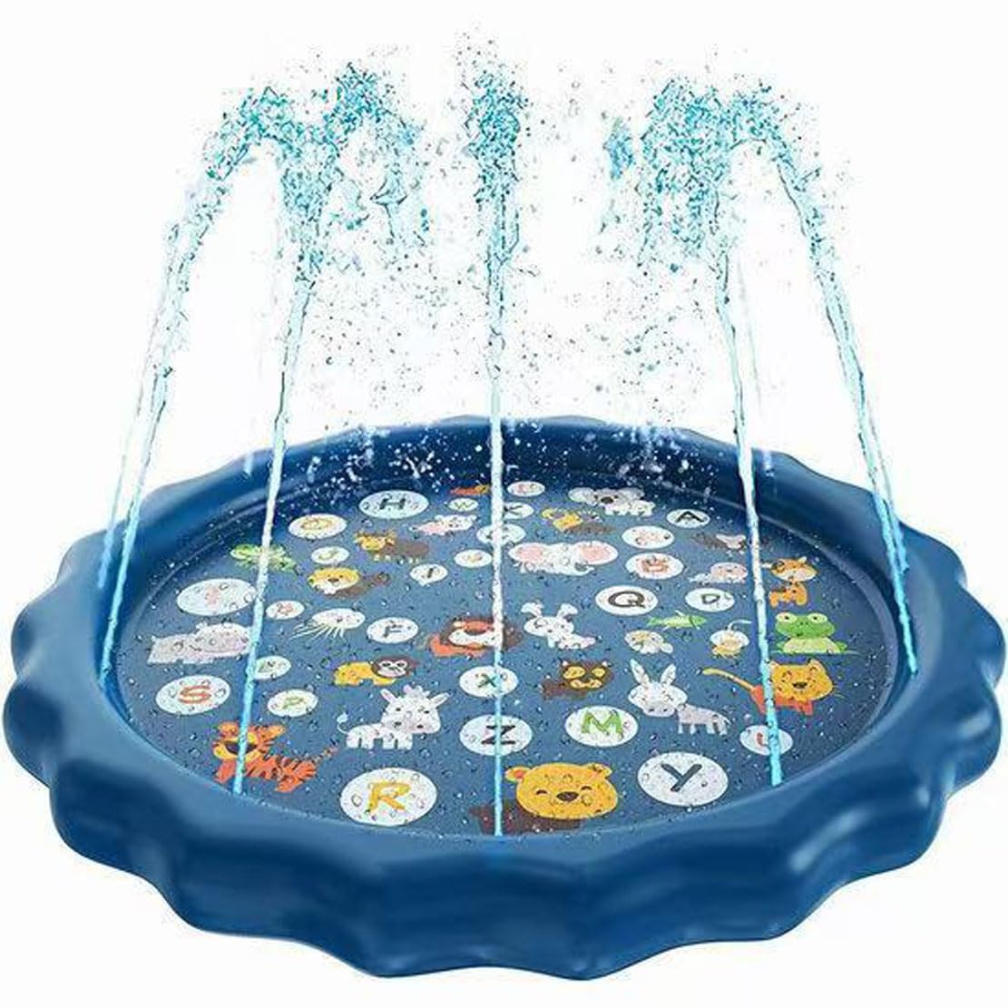 Splash Pad for Kids and Dogs, Kids Splash Pad Sprinkler, Inflatable Sprinkler Play Mat, 170cm, Outdoor Summer Backyard Wading Pool with Spray, Foldable Outdoor Water Toy (Dark blue words)