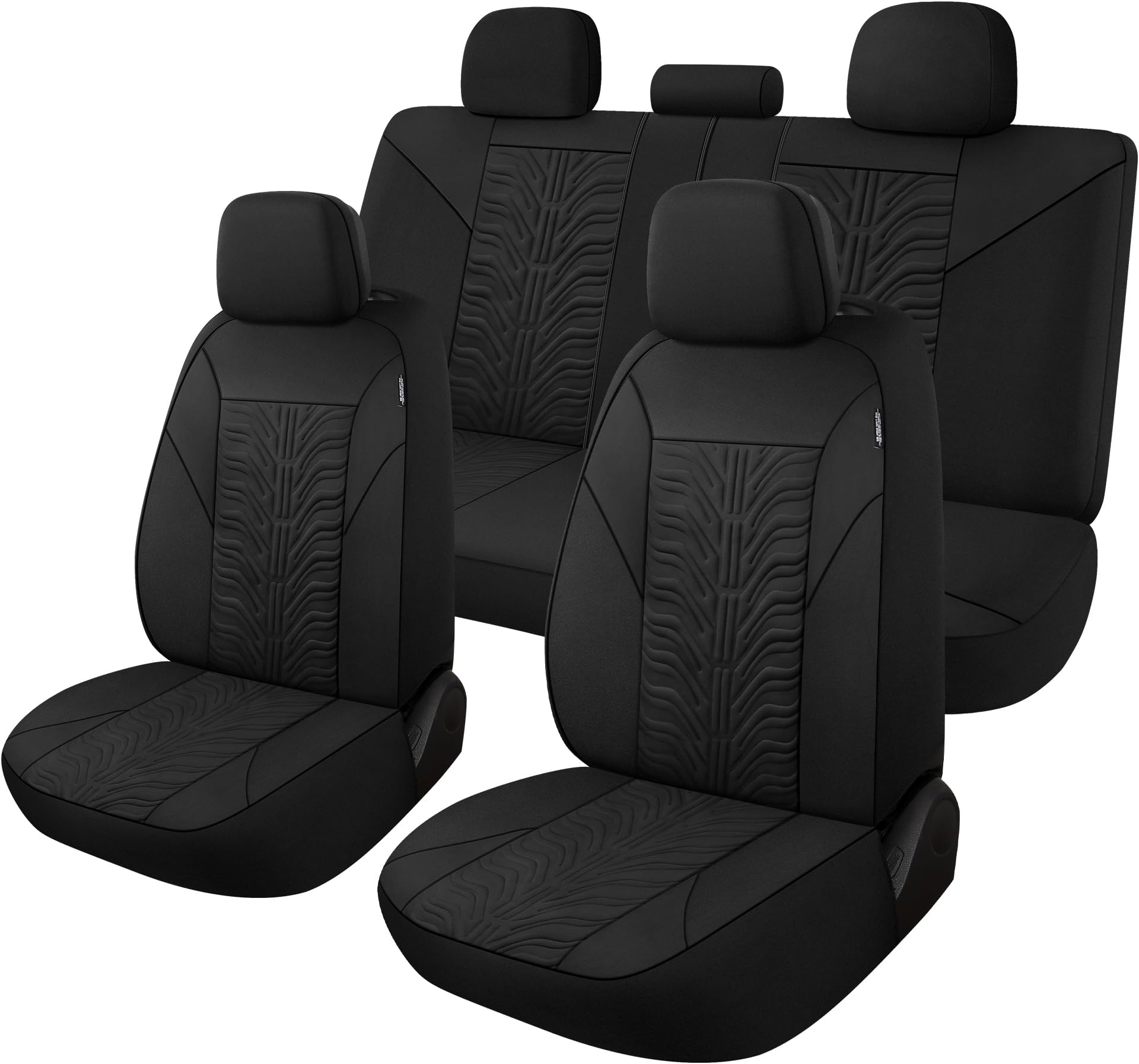 CAROMOP Car Seat Covers Full Set, Washable and Breathable Premium Cloth Seat, Split Bench Seat Covers for Cars, Universal Fit for Most Car Interior Covers Sedan Truck SUV(Black)