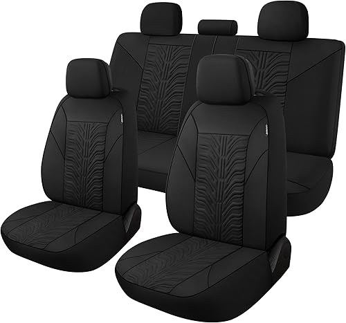 Miniatura 7 de CAROMOP Juego completo de fundas de asiento de automóvil, lavables y transpirables, fundas de asiento de banco dividido para automóviles, ajuste