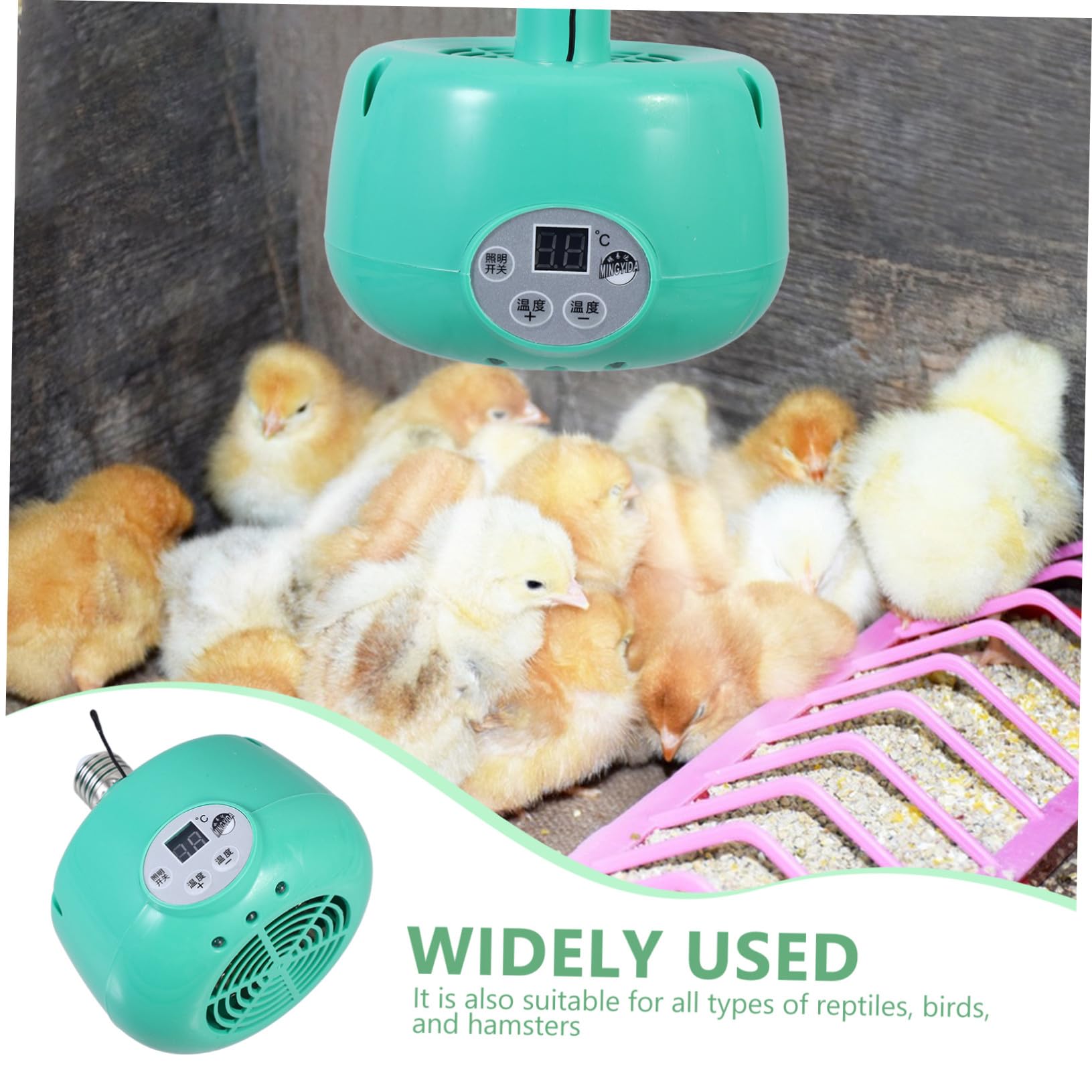 Mobestech Lampada Riscaldante a Temperatura Regolabile per Animali | Verde, Plastica e Metallo, Uso per Criceti e Uccelli, Sicura e Controllo Intelligente