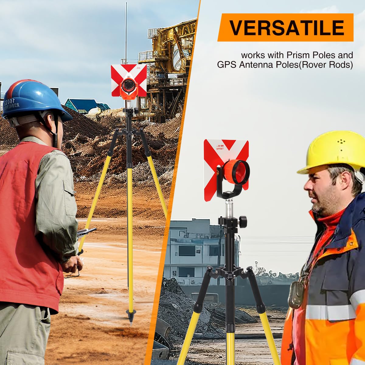 Dreibeinstativ mit Daumenauslösung, Aluminium-Stativ für Prismenstangen, Vermessung oder GPS-Pole der Totalstation, GPS, GNSS