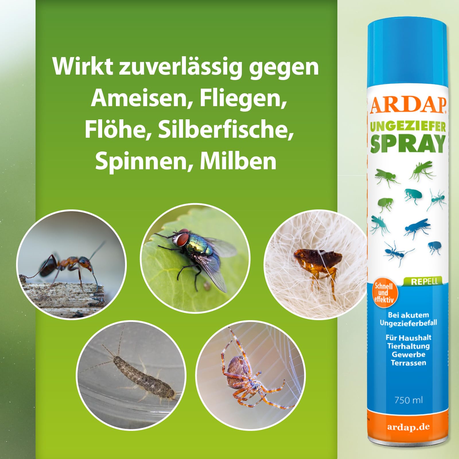Ardap Repell Ungezieferspray 6x750ml Insektenspray Schädlingsfrei