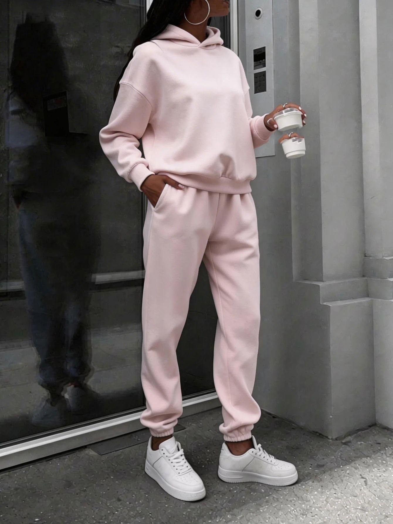 Ensemble 2 pièces sweat oversize pour femme, sweat et pantalon jogger loungewear