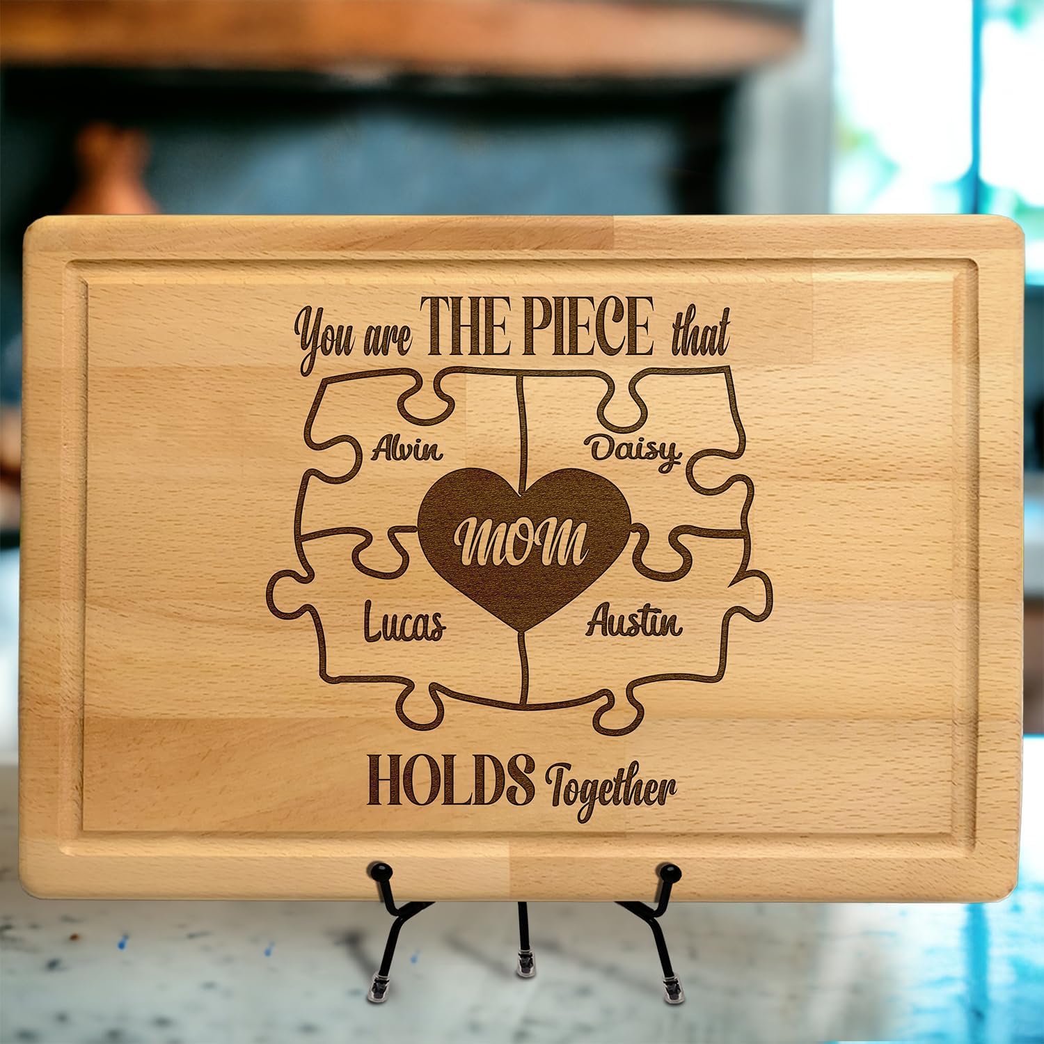 Mothers Day Gifts for Mom, Personalized Mom,Grandma Puzzle Cutting Board with Custom Kids Names, Personalized Gifts for Mothers, Mom Cutting Board for Mother's Day, Grandma Gifts from Grandkids