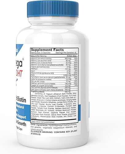 Miniatura 2 de DrFormulas Bloqueador de DHT para Hombres y Mujeres Suplementos Avanzados para el Crecimiento del Cabello HairOmega con Biotina 5000 mcg