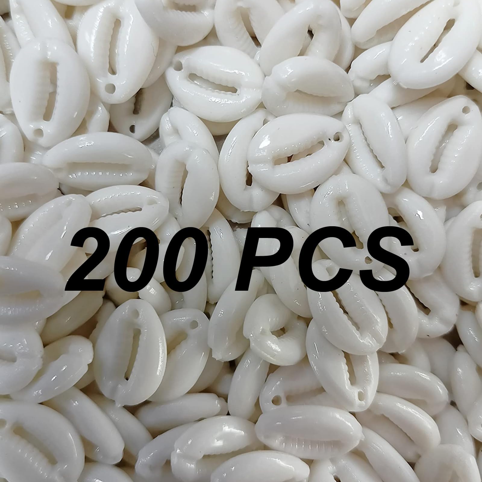 Chiku’s 200 Pcs Plastic White Acrylic Cowrie Kauri/Kodi Shell Beads with Single Hole, 20 mm for Craft Work, Jewellery Work, Earring, Sewing, Other Craft Work, School Project for Children.