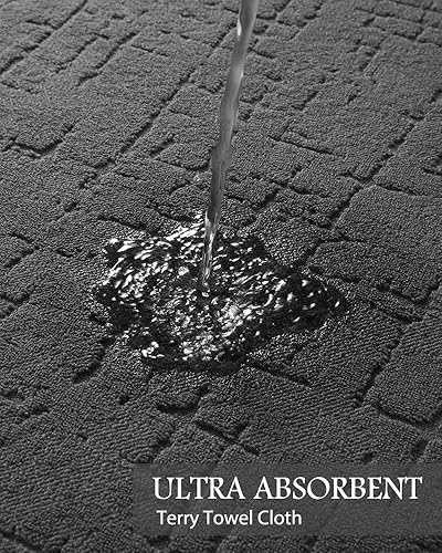 Miniatura 4 de AMOAMI - Tapete de baño - Tapetes de piso de baño absorbentes de secado rápido - Tapetes de baño lavables con respaldo de goma para alfombras de