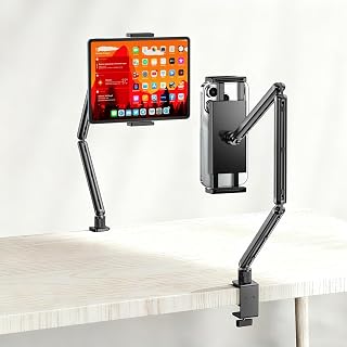 Urmust Tablet Stand for Desk, Adjustable iPad Holder Clamp Mount, 360° Rotation, Sturdy Aluminum Tablet Arm Mount for 4.7"-13" iPad Pro/Air/Mini, iPhone, Galaxy Tab, for Kitchen, Work, Video Call - Amazon product rated Grade B