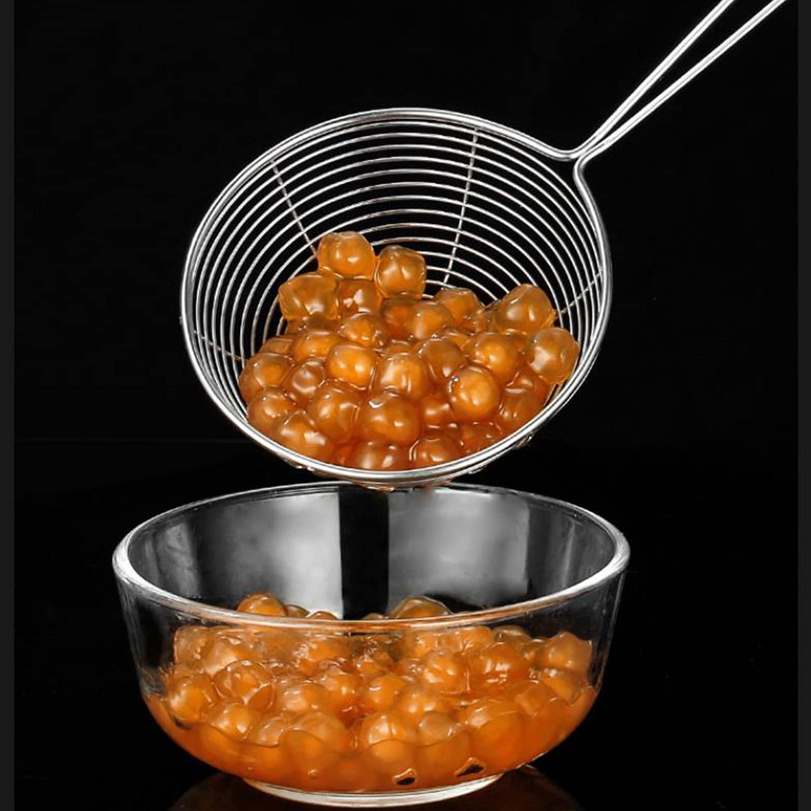 6 sztuk sitko do fondue ze stali nierdzewnej, łyżka cedzakowa, sitko kuchenne ze stali nierdzewnej, sitko kuchenne z uchwytami, łyżeczka, filtr, sitko, długi uchwyt, sitko do makaronu, łyżka do duszenia fondueparty (kolor czarny)