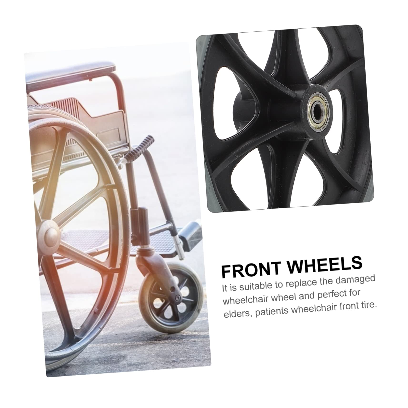 Ruedas de Repuesto para Silla de Ruedas Delanteras 4 Piezas | Abs Pvc Acero, Rodaje Silencioso y Resistente al Desgaste, Uso Interior y Exterior