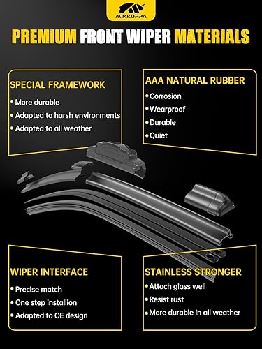Miniatura 8 de MIKKUPPA - Limpiaparabrisas de repuesto para Jeep Wrangler JK 2007-2018, con gancho UJ para todas las estaciones, paquete de 3