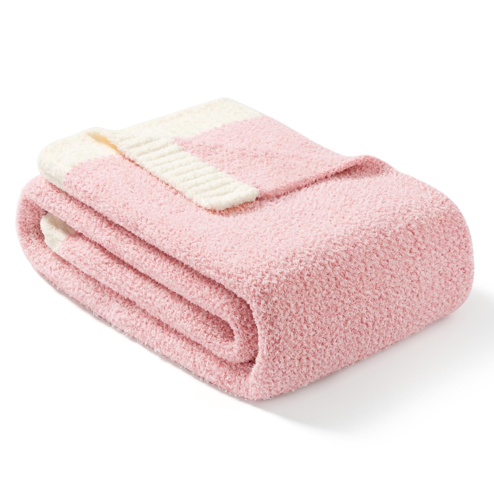 Snuggle Sac Buttery Soft Knitted Throw Blankets, Heather Pink, 60"x80" โ image 1