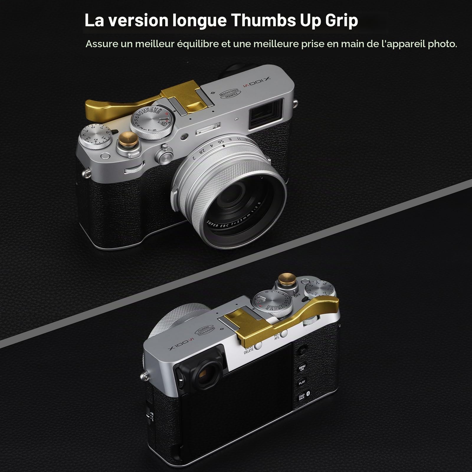 Repose-pouce en métal pour Fujifilm X100VI Fujinon X100V Accessoires d'appareil photo Haoge THB-XVG Sabot doré