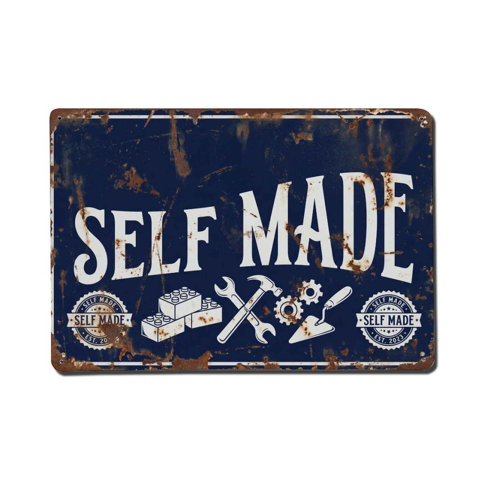Cmhok Vintage Style Self Made Entrepreneur Retro Motivational Slogans Metal Tin Sign Wall Decor For Cafe, Club, Garden Metal Poster 8X12inch