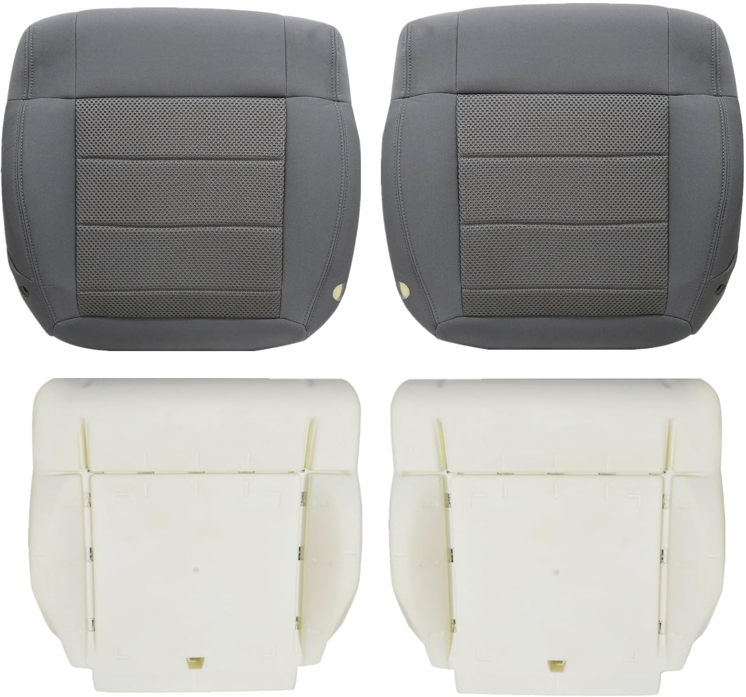 FZJDSD Gray Driver & Passenger Side Bottom Replacement Cloth Seat Covers & Foam Cushion Compatible with Jeep Wrangler Sahara Rubicon 2008 2009 2010