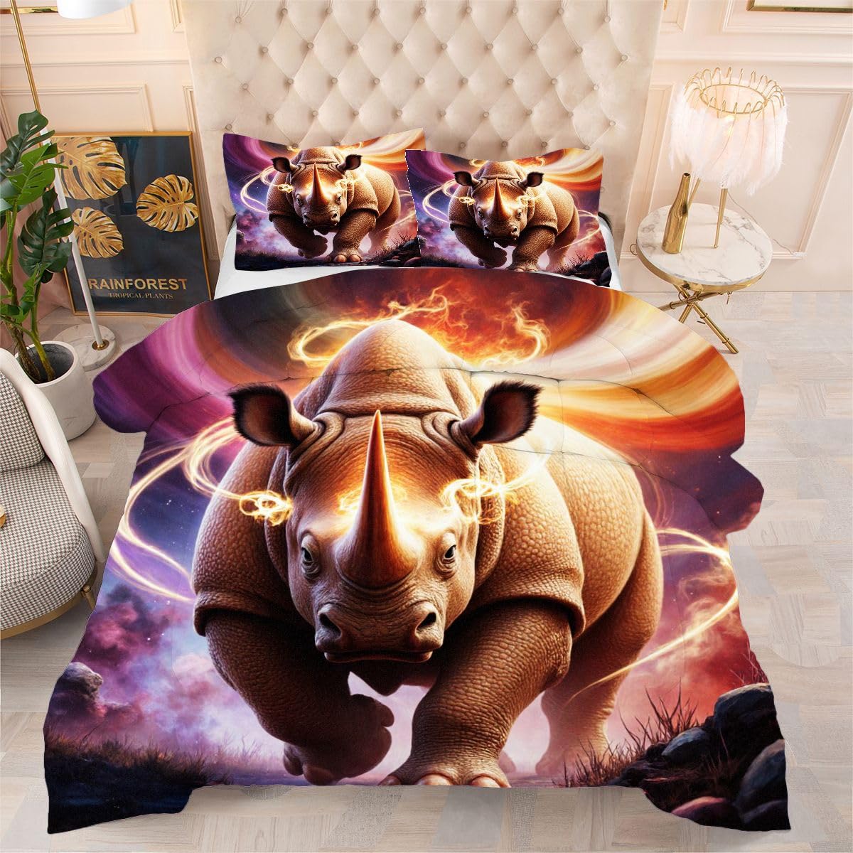 Couette 220x240 cm imprimé 3D avec 2 taies d'oreiller pour literie adulte confortable