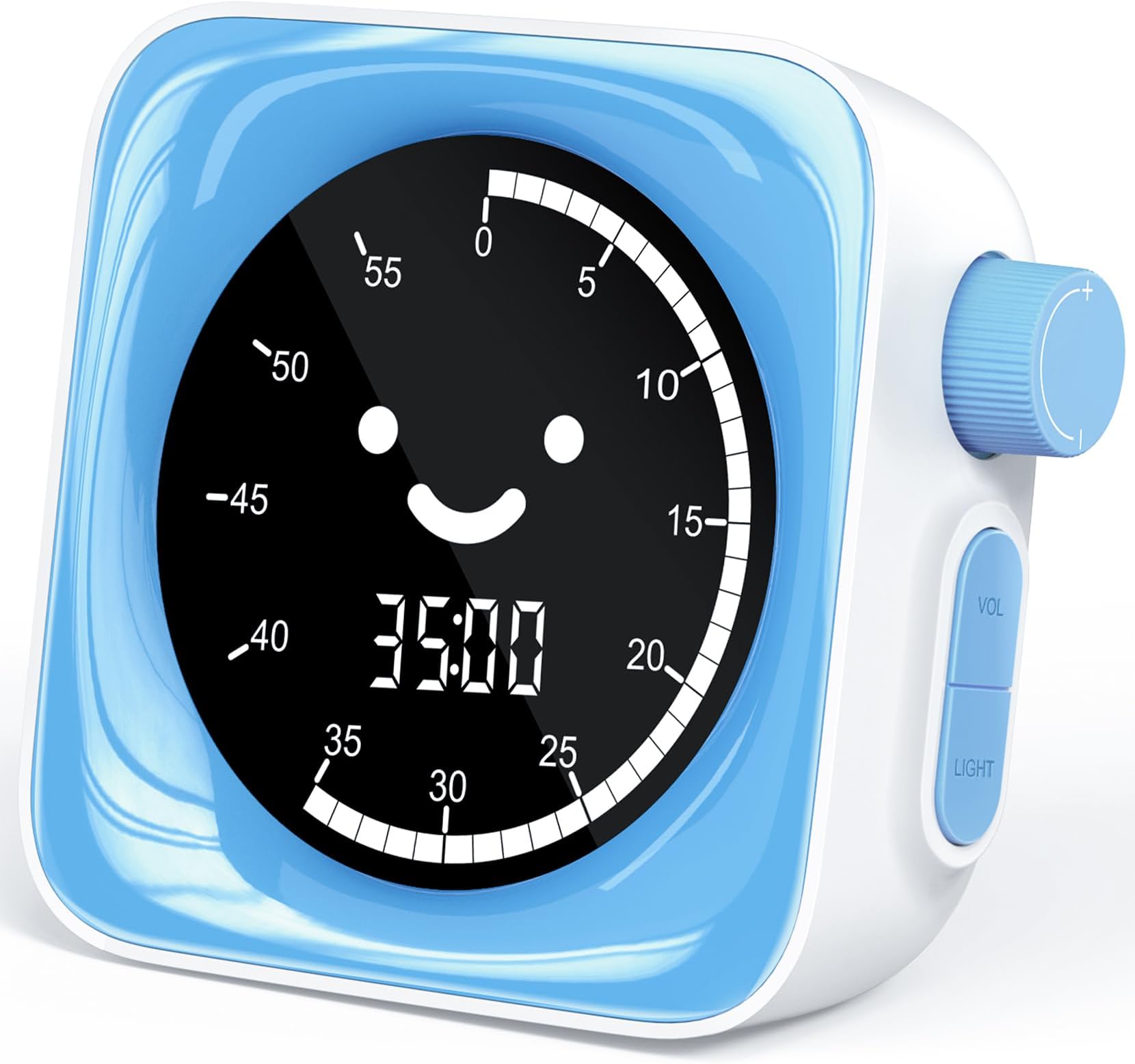 60-Minute Visual Timer for Kids Digital Visual Countdown Timer for Kids Toddler for School Classroom, Time Management Tool with Silent Operation, Blue & White