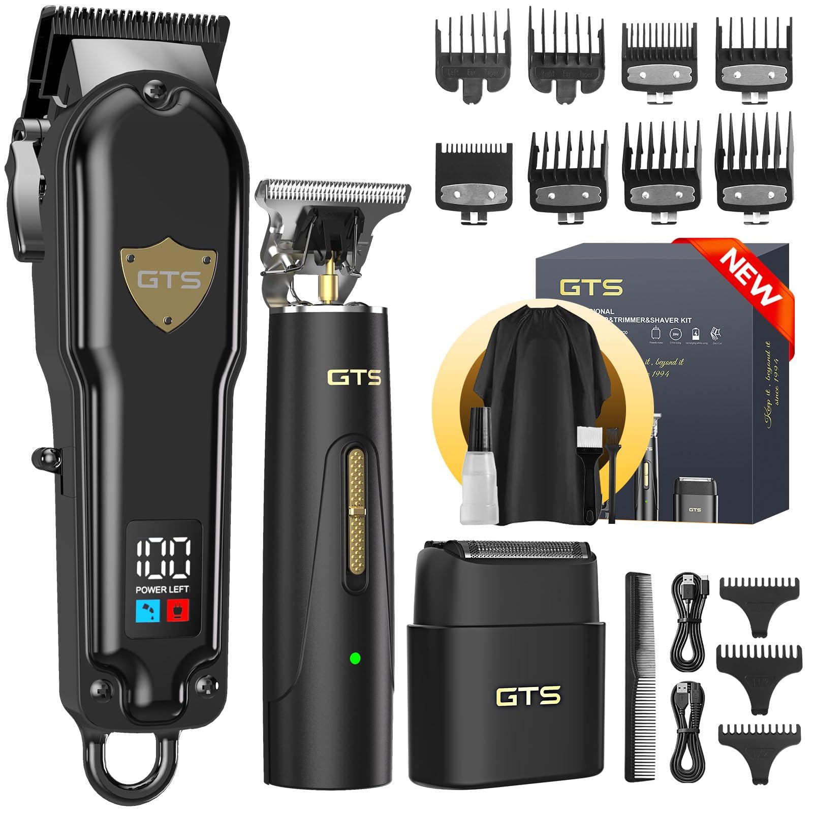 GTS PRO Haarschneidemaschine für Herren Profi Konturen | Haarschneider mit Barttrimmer & Rasierer IPX7 Wasserdicht Haartrimmer Langhaarschneider für Vater/Ehemann/Zuhause/Friseur