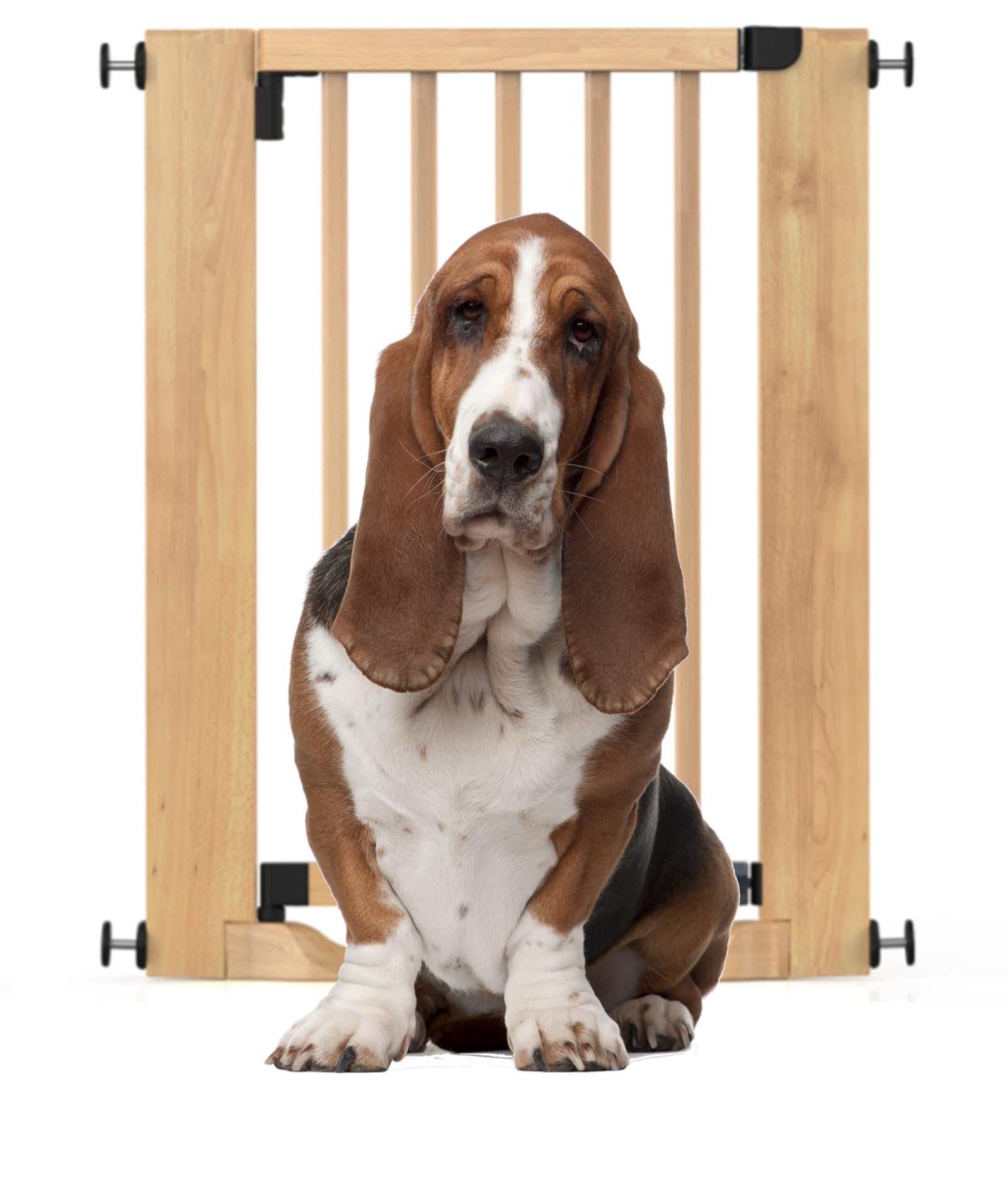 Bettacare Wooden Heritage Flat Step Dog Gate, White, 115Cm - 123Cm - Natural / 63.0Cm