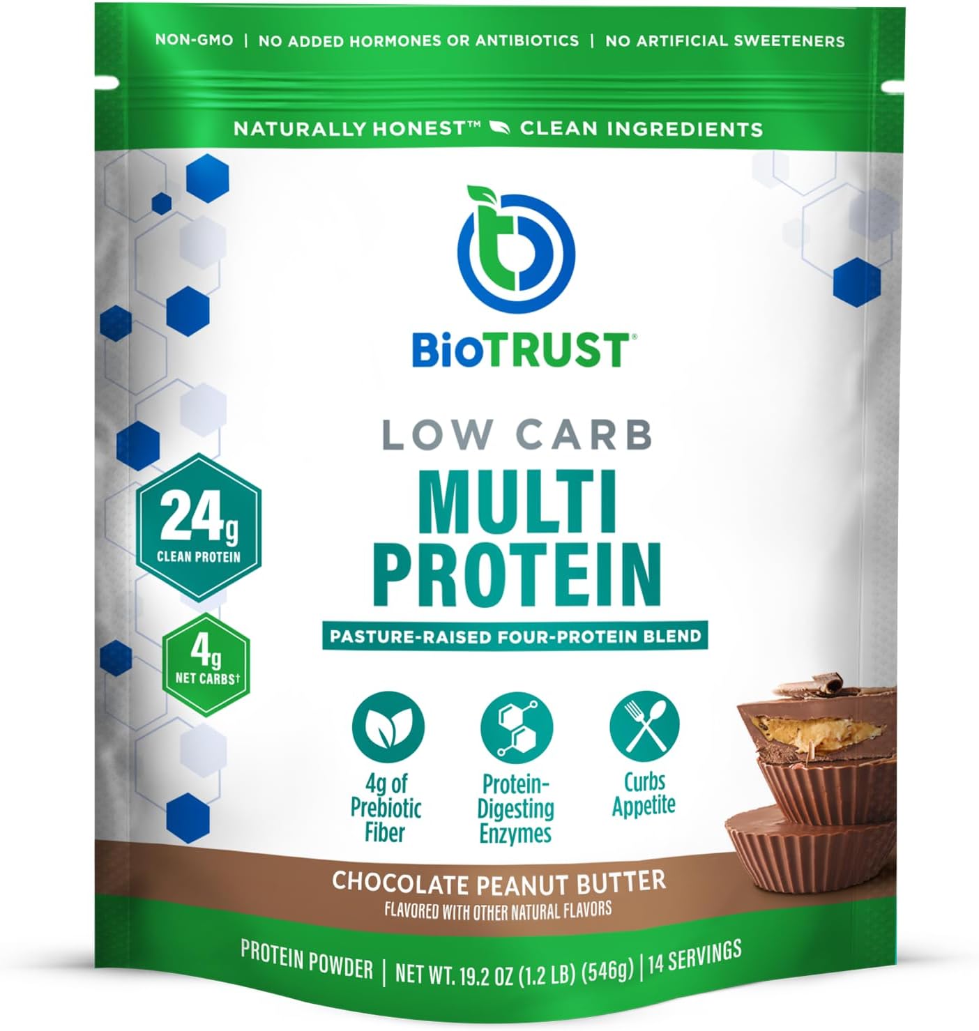 BioTrust Low Carb Protein Powder – Delicious Whey & Casein Blend from Grass-Fed Hormone Free Cows – Non GMO, Gluten Free (Chocolate Peanut Butter)