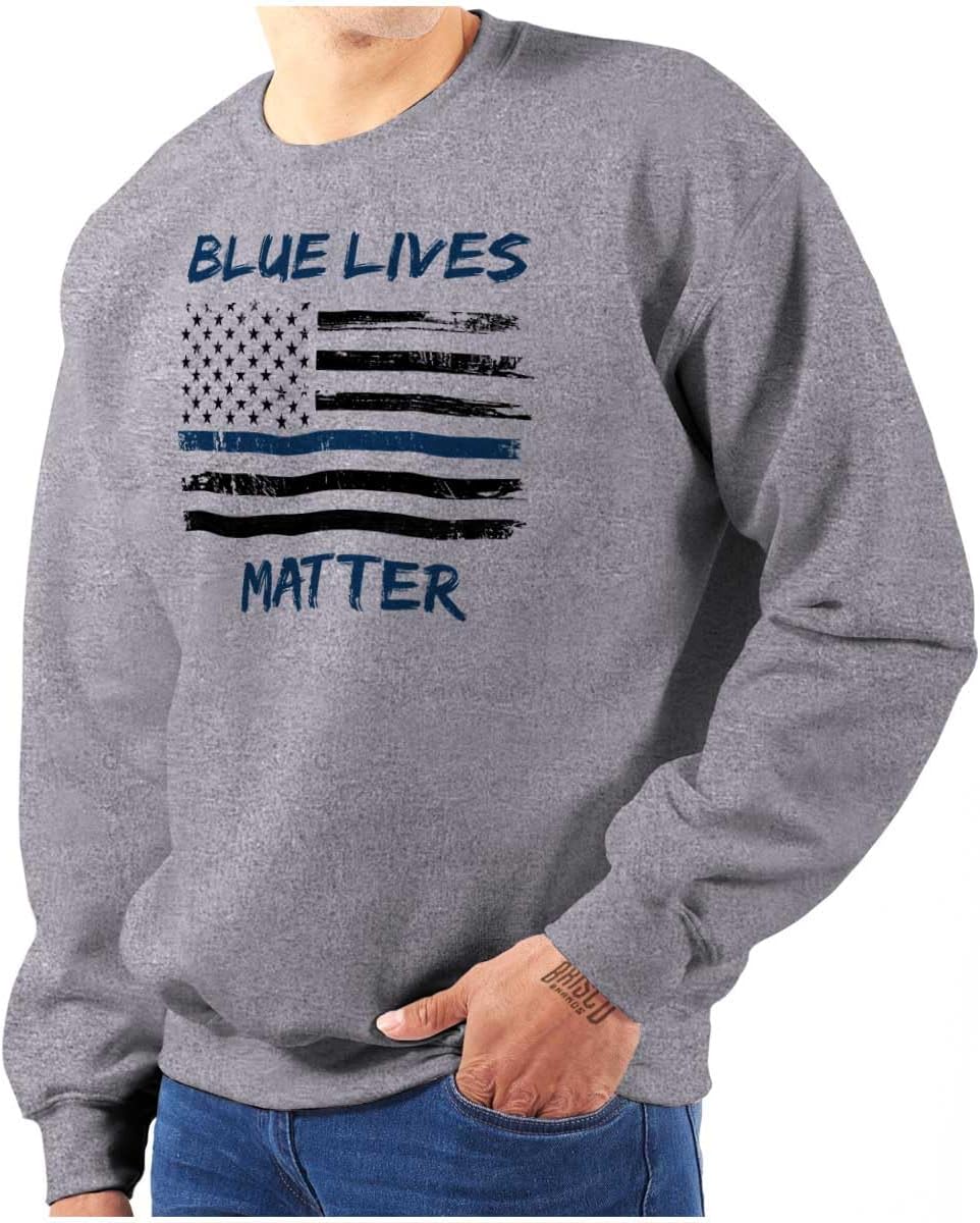 Brisco Brands Support Blue Line American Flag Sweatshirt for Men or Women
