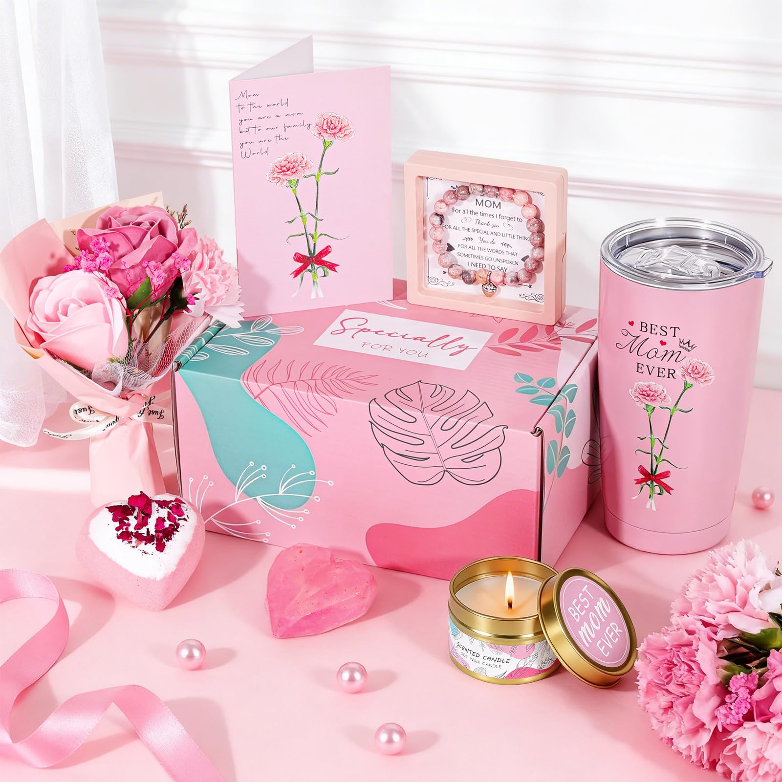 Regalos para mamá, regalo único de cumpleaños, día de la madre, regalo de agradecimiento para mujeres, juego de cesta de regalo para madre de hija e hijo, regalo de agradecimiento para madre de
