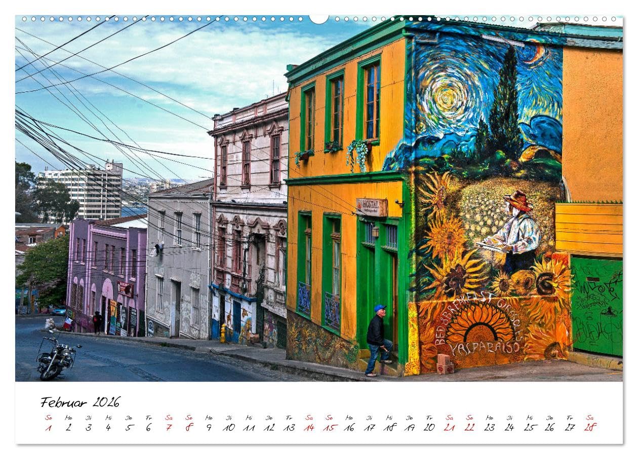 Die Farben von Valparaíso (Wandkalender 2026 DIN A2 quer), CALVENDO Monatskalender: Die Farben und Wandmalereien von Valparaíso (CALVENDO Orte)