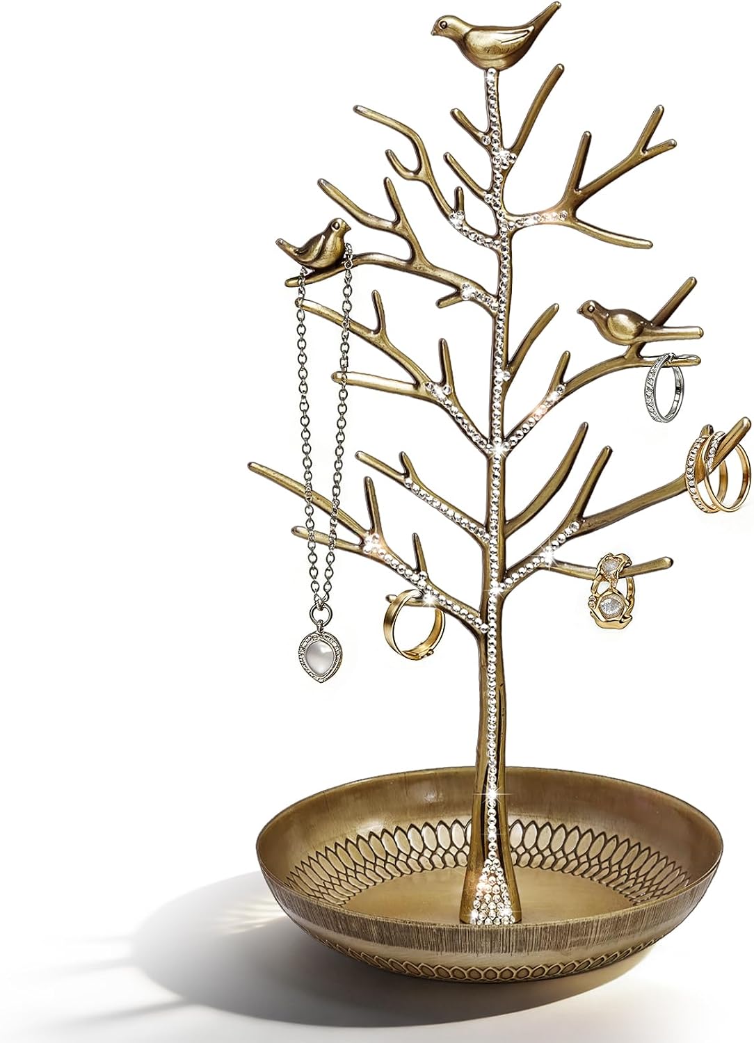 Bling Branch Jewelry Rack,Retro color,Glitter Tree Tower Rack Hanging Organizer for Ring Earrings Necklace Bracelet for living rooms, bathrooms,offices