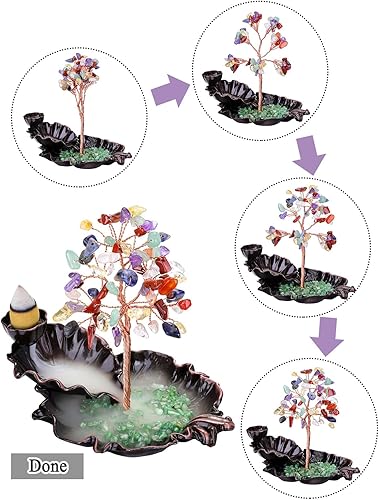 Miniatura 7 de Top Plaza Quemador de incienso en cascada, quemador de reflujo de cerámica, soporte de incienso para yoga, meditación, incienso en forma de hoja,