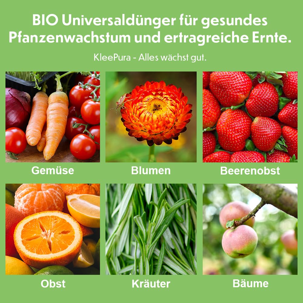 Bio Universaldünger. NATURLAND zertifiziert. Bio-Dünger für Gemüse, Kräuter, Blumen & Obst. Veganer Pflanzendünger aus Bio-Klee & Luzerne. 5 kg