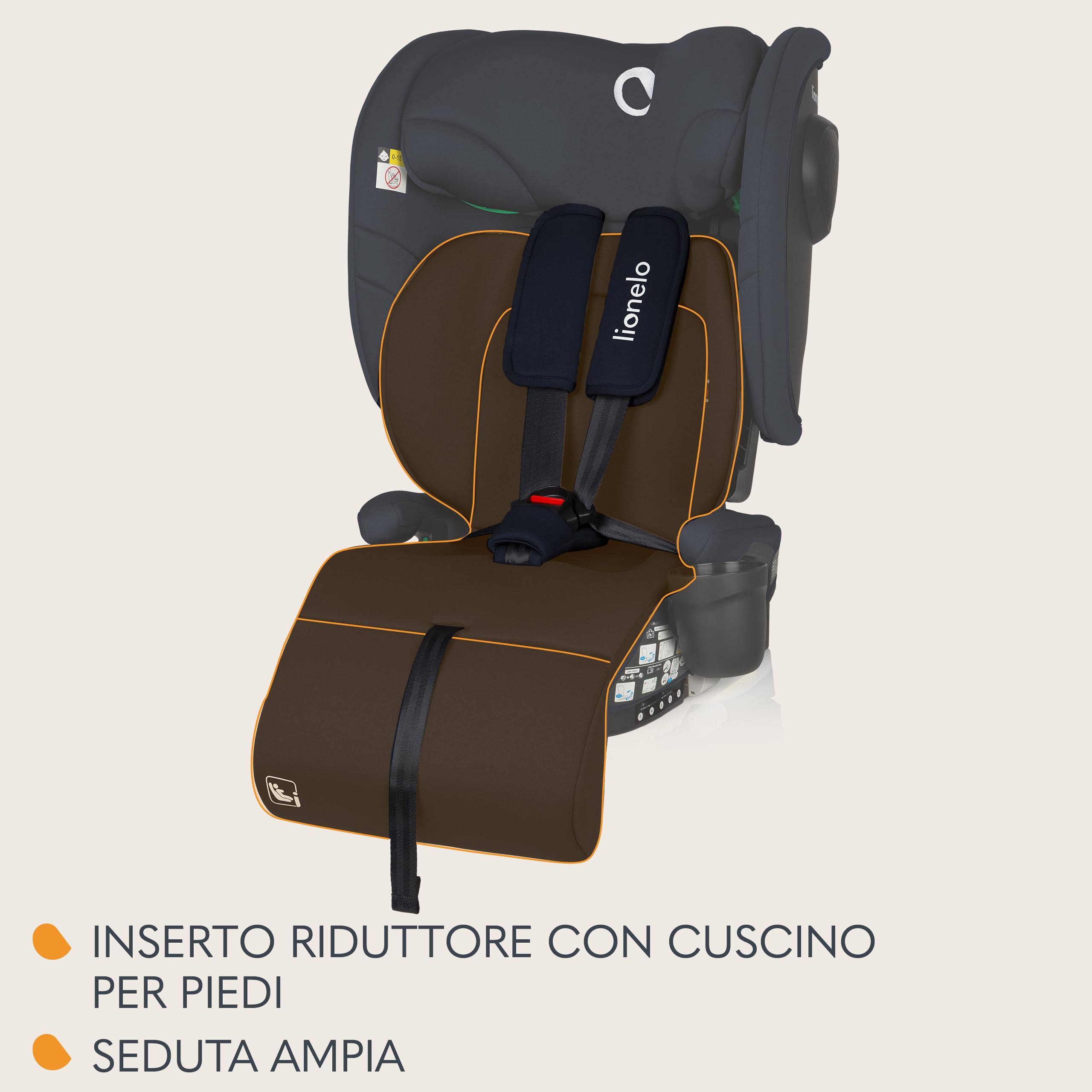LIONELO Seggiolino Auto NELLY I-SIZE Pieghevole per Bambini 76-150 cm | (15 mesi - 12 anni) Gruppo 1 2 3 Installazione in avanti con ISOFIX o/e Cinghia TT,Protezione Laterale, Regolazione