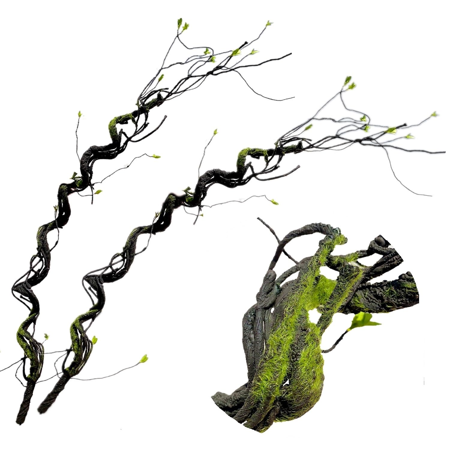 Árbol artificial flexible de ratán ramas trepadoras de selva largas ramas falsas tronco liana con hojas para el hogar, boda, jardín, fondo de pared, decoración de hábitat colgante (gris oscuro,