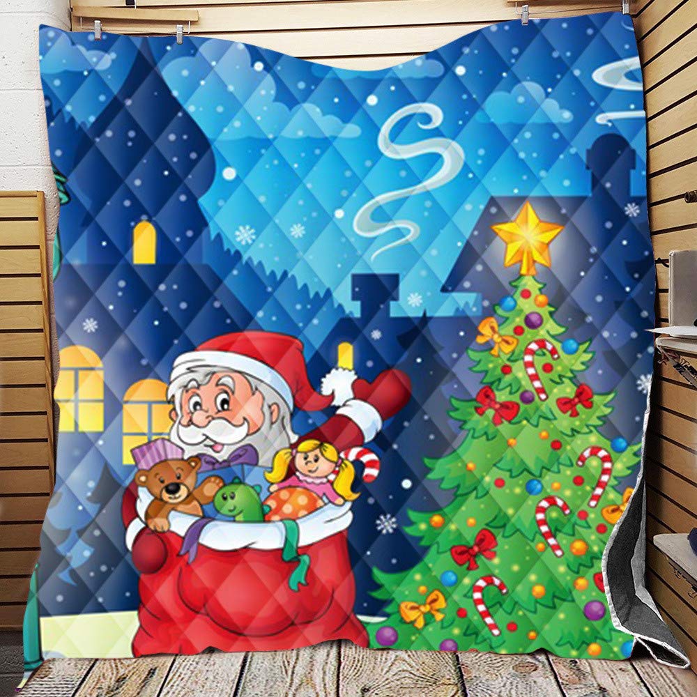 FANSU Bedspread Quilt Single Double Super King Bed Size, 3D Modern Christmas Quilted Bed Cover Sofa Blanket Throw Lightweight Decorative Coverlet Microfiber Comforter (96 * 114cm,Christmas tree)