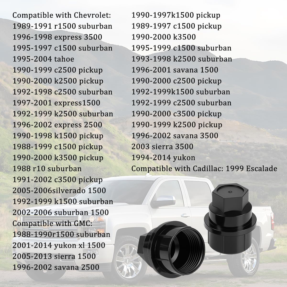 Car Wheel Lug Nut Covers, 24PCS Dustproof Vehicle Tire Hub Screw Exterior Protection, OEM# 15646250 Auto Lug Nut Cap Decoration Replacement, Compatible with Savana Escalade Yukon