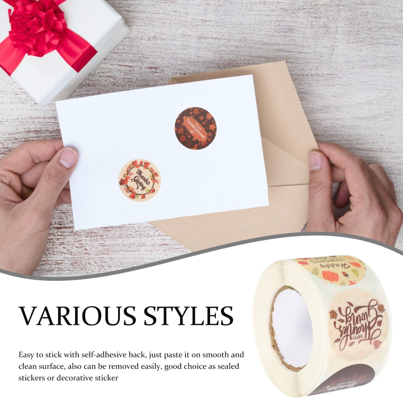 STOBOK 3rotoli Adesivi Decorativi Per Buste Di Ringraziamento Rotondi Autoadesivi Stile Adorabile Perfetti Per Carte Pacchi e Regali Confezione
