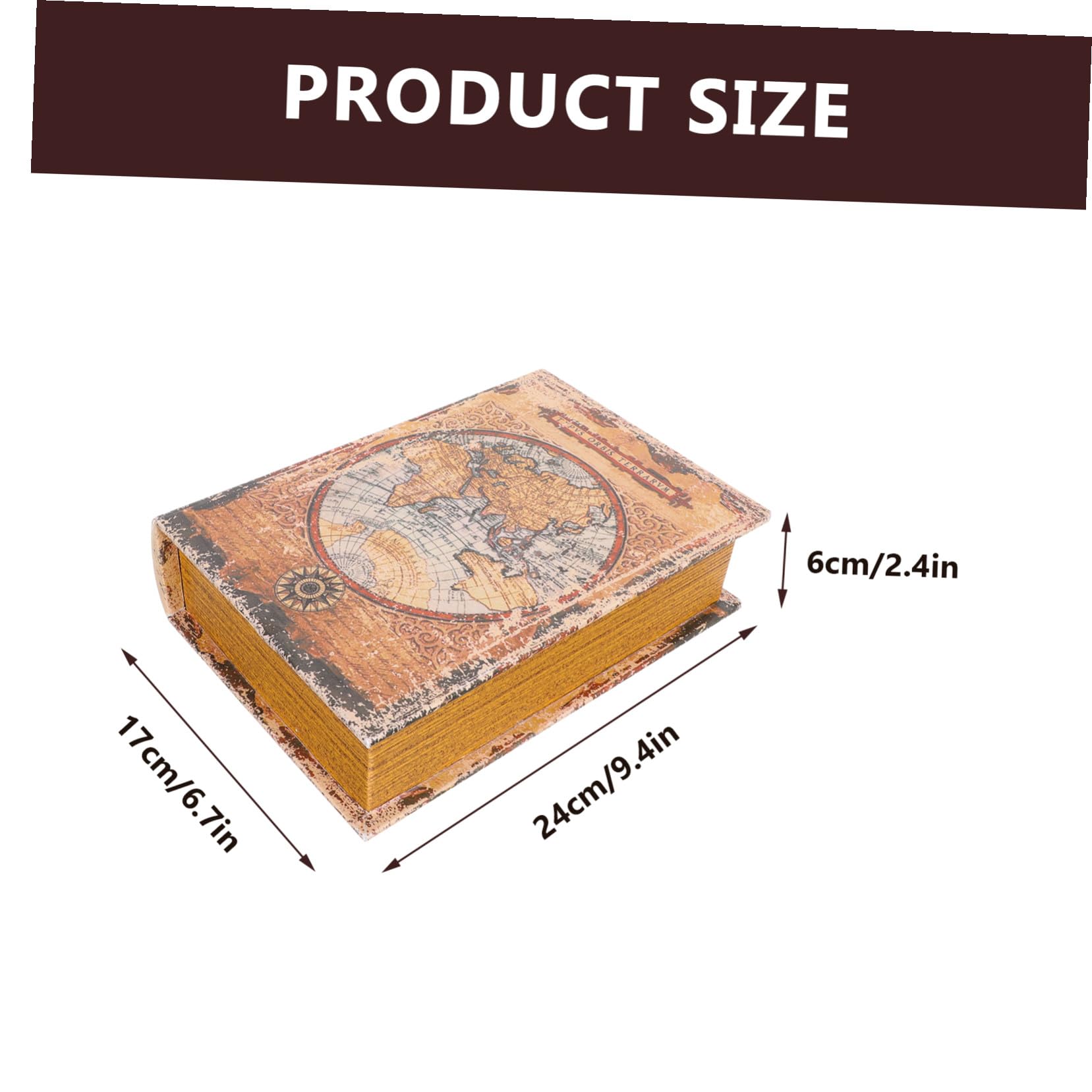 TOYANDONA Caja Decorativa de Madera Retro Forma de Libro Falso Caja de Almacenamiento con Tapa Abatible Diseño Creativo para Decoración de Escritorio y Hogar Mediano