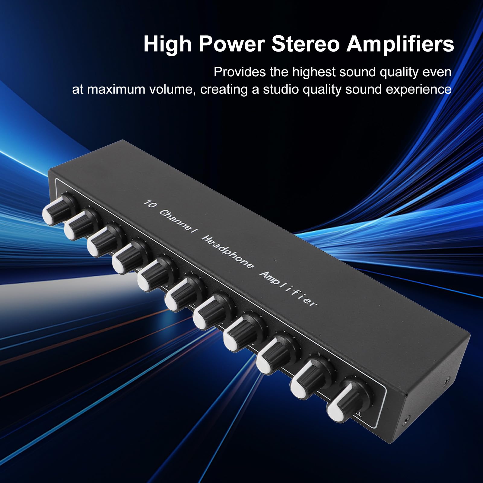 Amplificatore per Cuffie a 10, Splitter per Cuffie Portatile in Metallo Amplificatore Stereo Equalizzatore Integrato per Mixer con Circuiti Analogici HIFI, Amplificatore